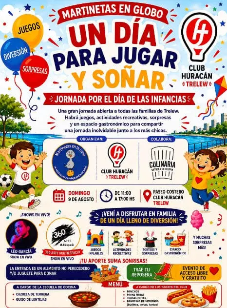 Trelew se prepara para vivir “Martinetas en Globo”, una jornada de juegos y música para disfrutar en familia