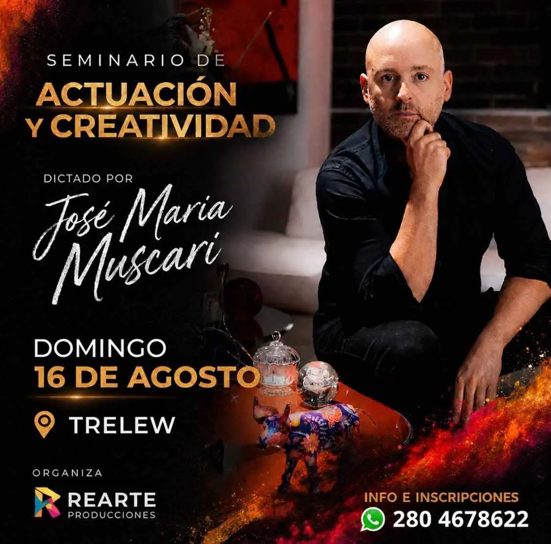 José María Muscari brindará un seminario de actuación y creatividad en Trelew