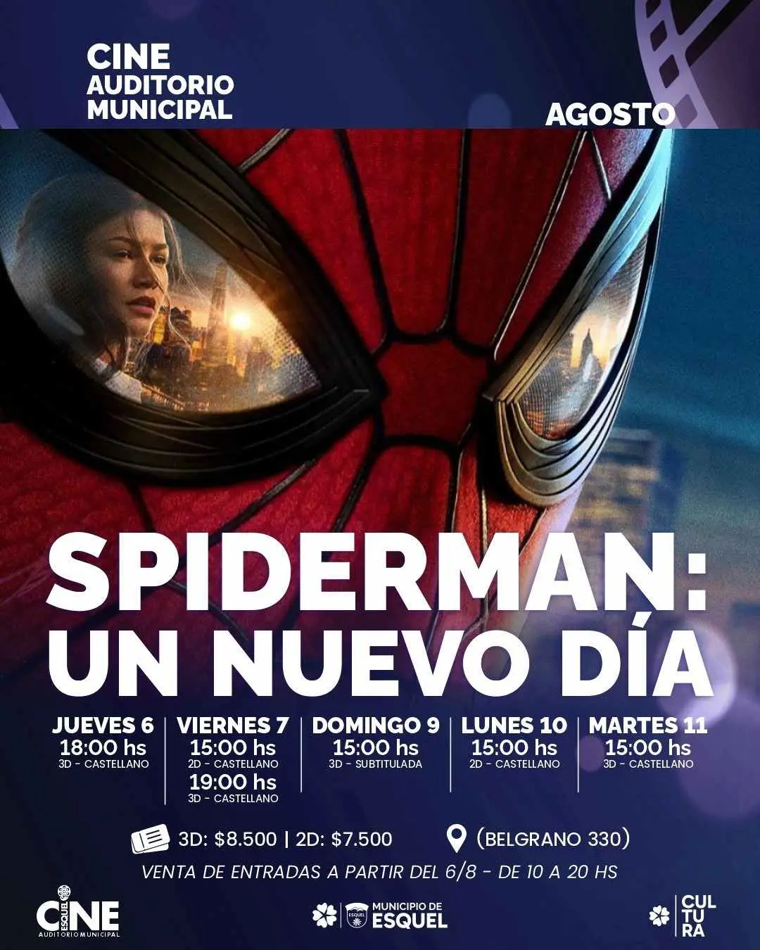 Esquel: El Cine Municipal agrega funciones de «Spider-Man: Un Nuevo Día» e incorpora «La Odisea»
