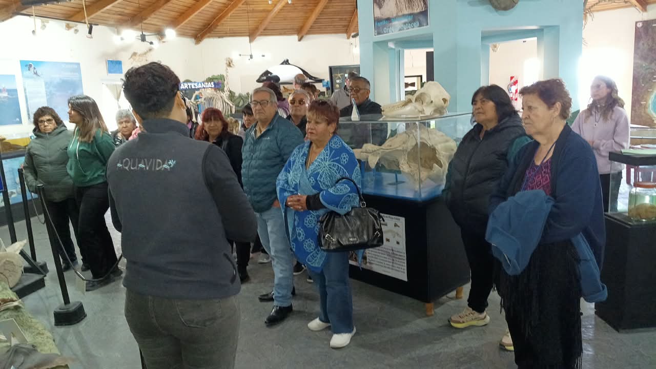 Grupo de adultos mayores en una visita guiada