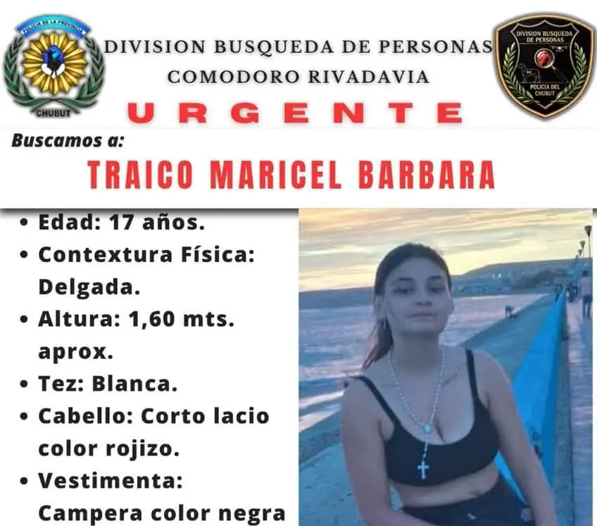 Comodoro Rivadavia: Búsqueda de Personas pide colaboración para encontrar a una adolescente desaparecida