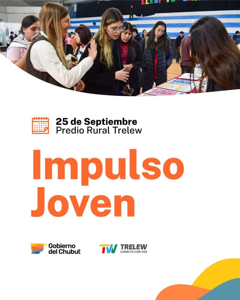Folleto promocional del evento Impulso Joven en Trelew