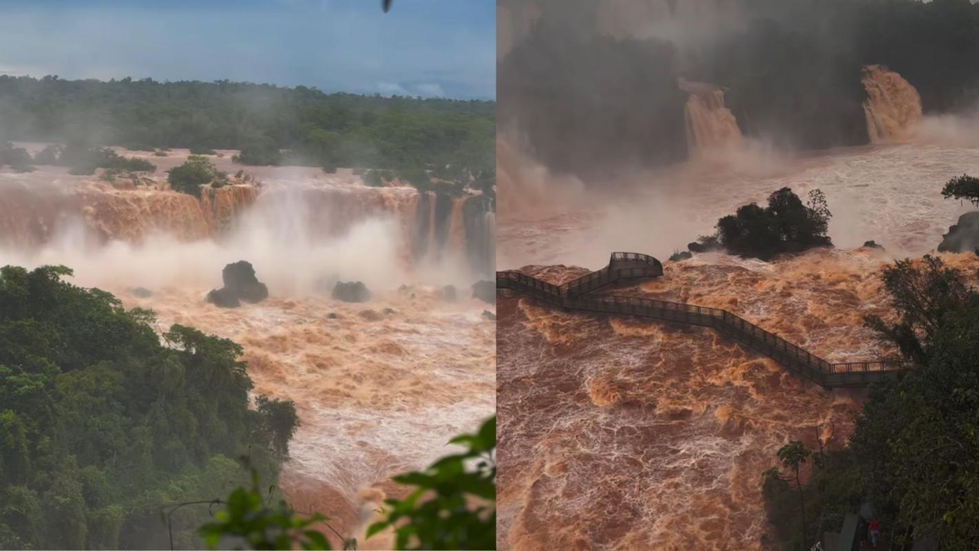 Cierran las Cataratas del Iguazú por una violenta crecida del río debido al fenómeno El Niño Cierran las Cataratas del Iguazú por crecida del río