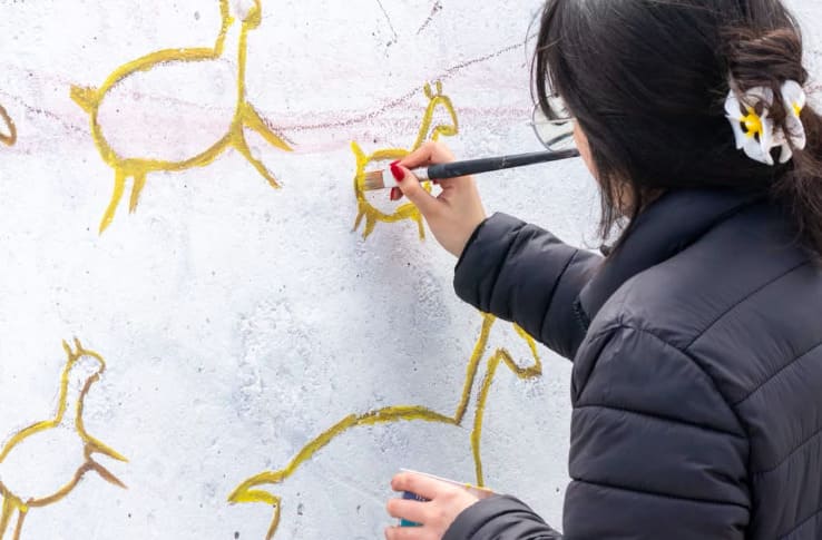 Comenzaron los trabajos para el mural histórico en la Escollera norte de Playa Unión