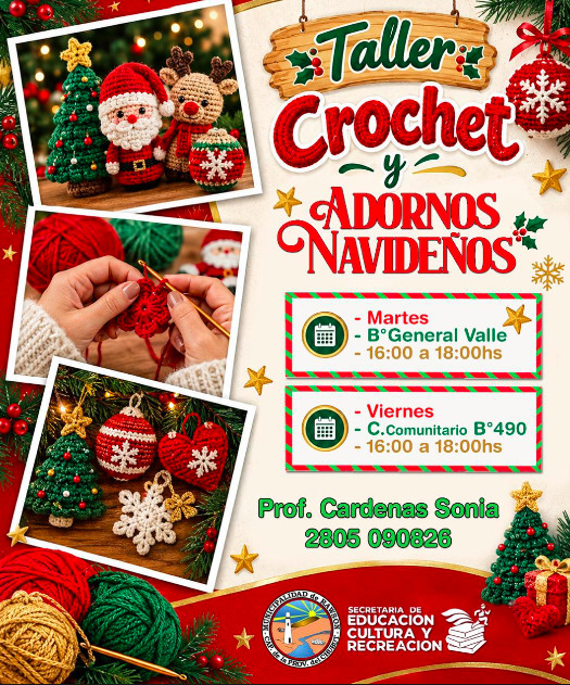 El taller de crochet realizará una edición especial de adornos navideños en el barrio 490