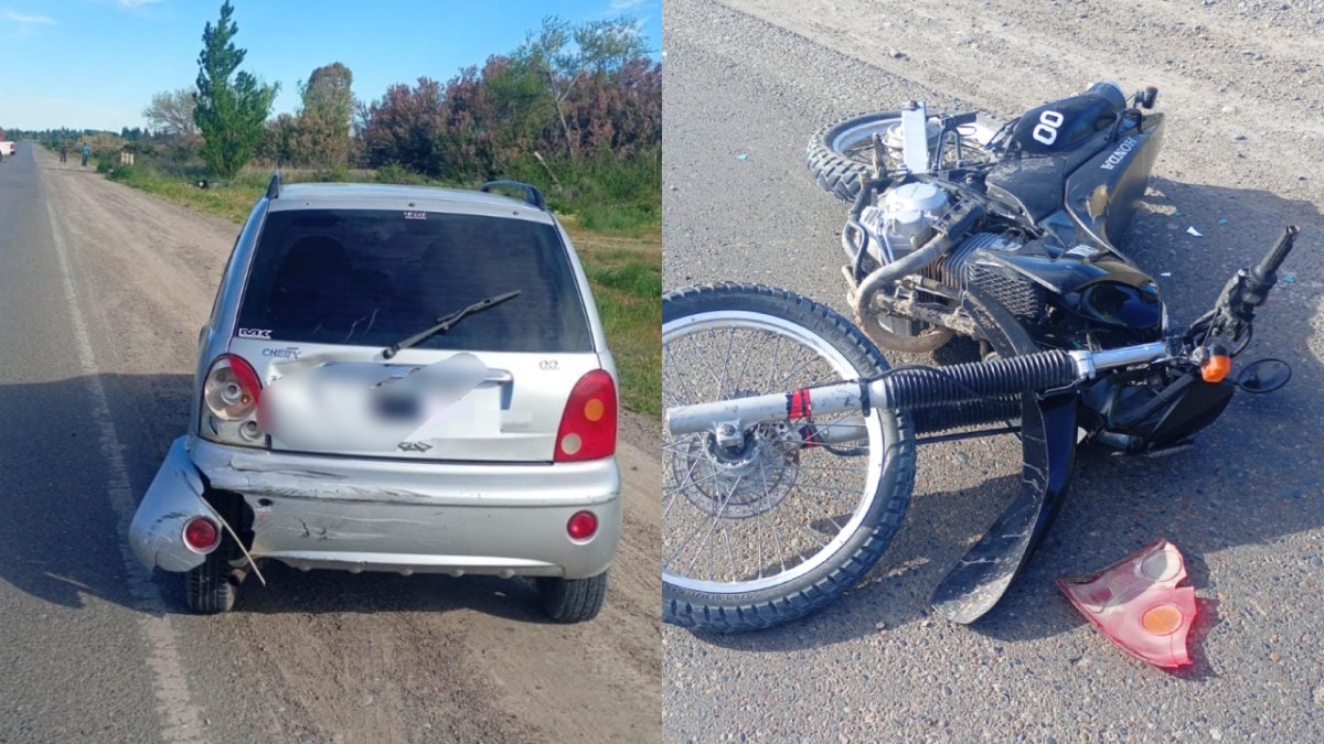¡Brutal choque en Ruta 3! Motos del GRIM embisten a un auto en Trelew